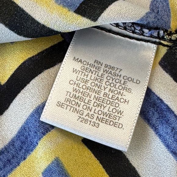 Lacoste Women's Geometric Yellow and Blue Top - Picture 5 of 6